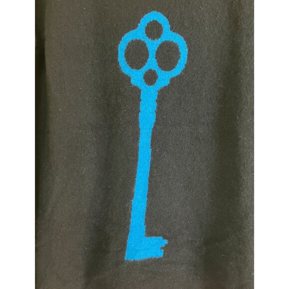 Quotation Womens 100% Cashmere Coraline Blue Key Sweater Size Large Black SP EXC - Picture 5 of 11